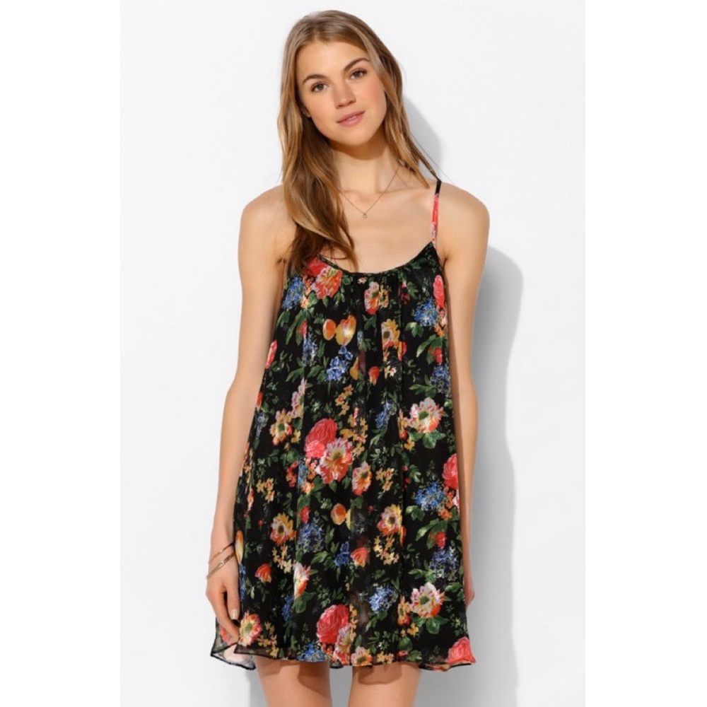 Pins & Needles Floral Chiffon Trapeze Dress // UO
